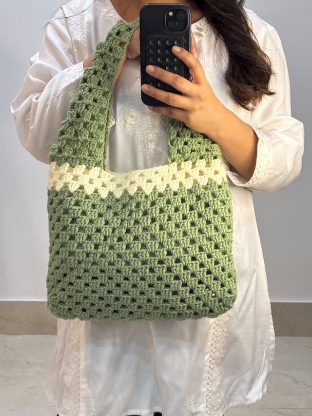 Matcha cream tote bag