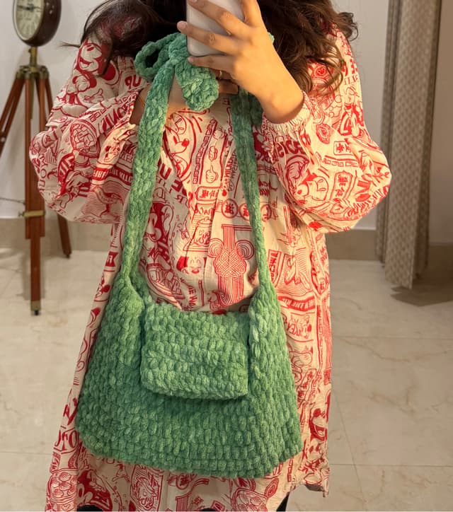 Sage ribbon bag
