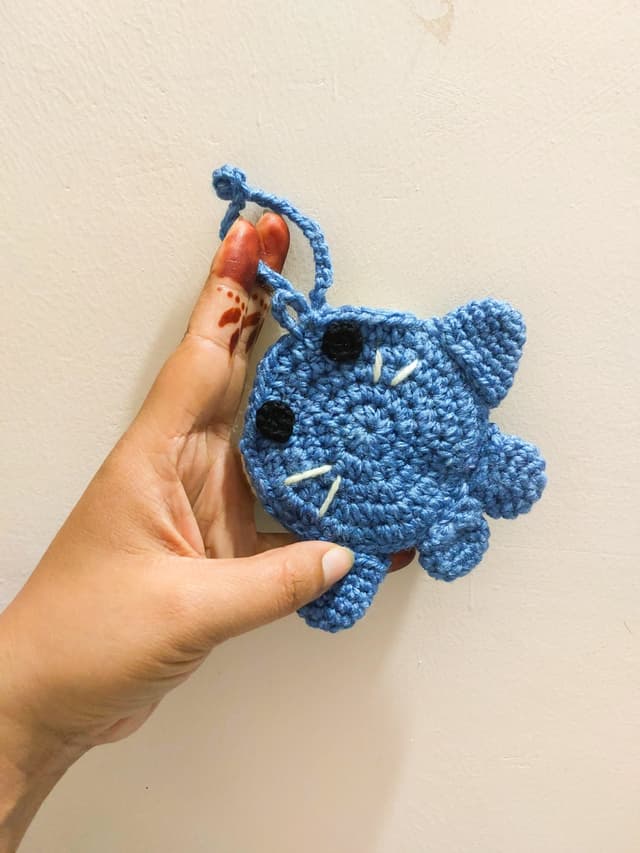 Crochet Blue Fish Pouch