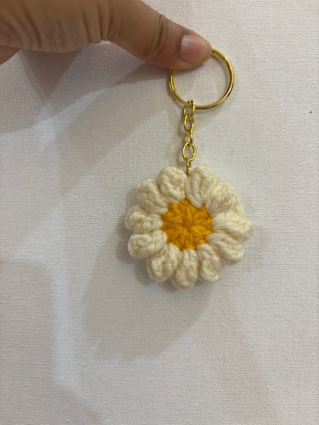 Crochet flower keychain