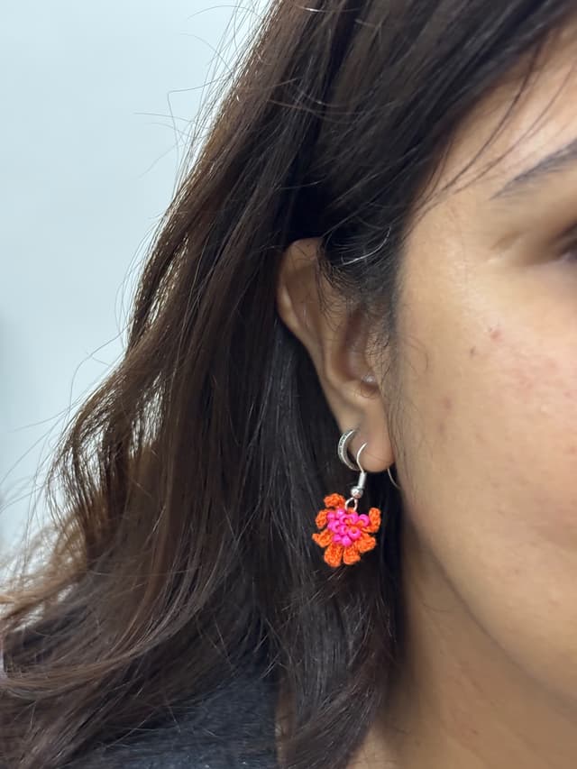 Crochet and beaded earrings